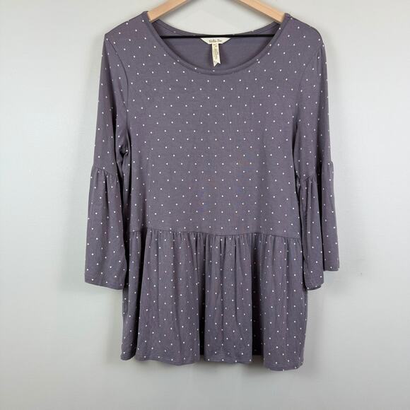 Matilda Jane Perfect in Purple Top Womens L Polka Dot Modal Blend Bell Sleeve - Picture 1 of 8